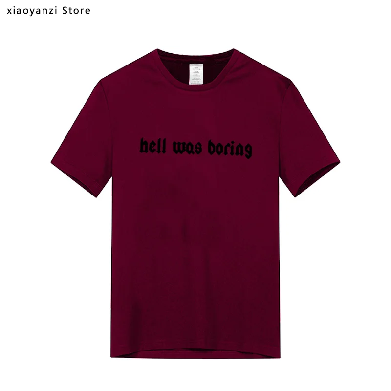 Футболка Мужская/женская с надписью Hell Was Boring стильная смешная хлопковая