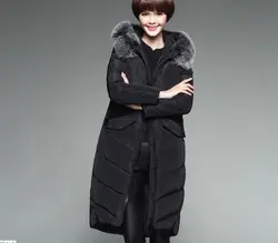 Меховой воротник с капюшоном Для женщин Пуховое пальто, куртка теплый женщина вниз пальто Зимние пальто Для женщин пальто