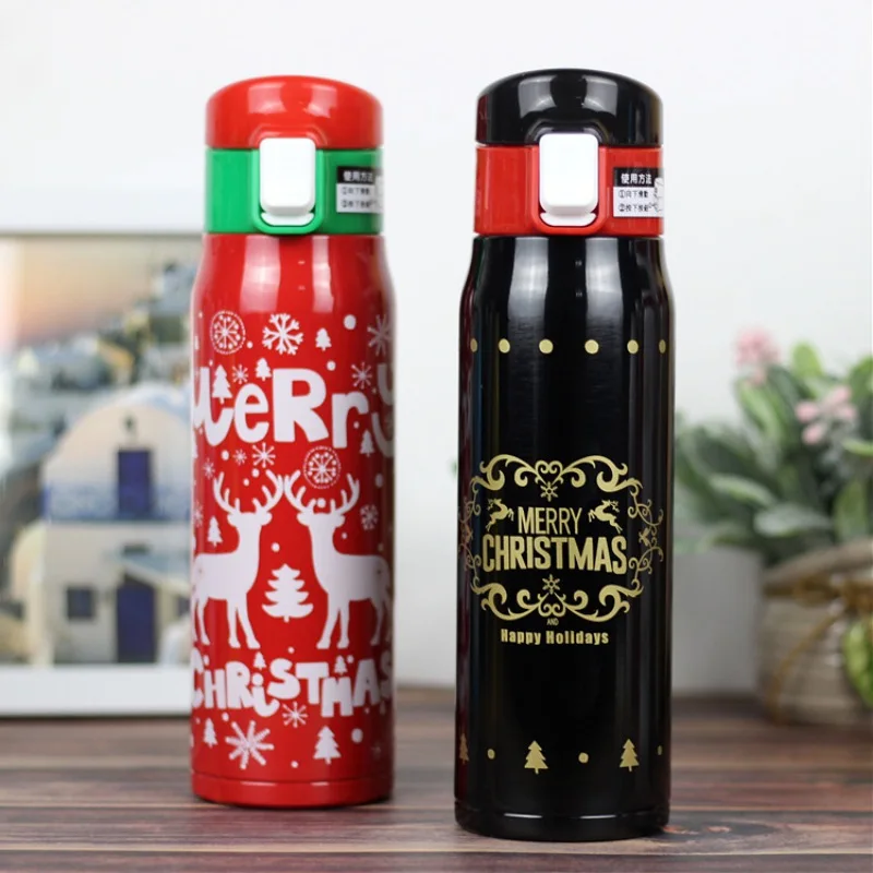 

Christmas Thermos Bottle Vacuum Flasks Thermoses Stainless Steel Vacuum Flasks Student Deer Head Bounce Button Cup