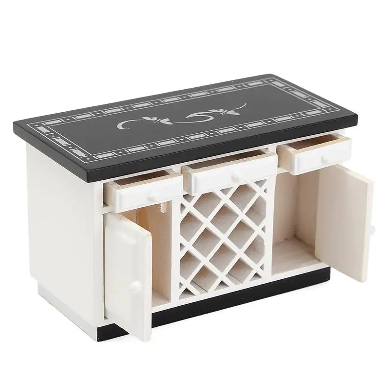 Casa de Bonecas em Miniatura Armários de Cozinha Conjunto Madeira Móveis Bacia Fogão Contador Wd025 1:12 5 1:12 casa de bonecas em miniatura armários