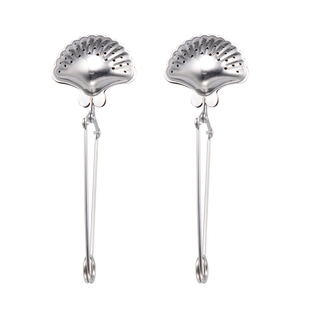 

2pcs Stainless Steel Tea Leak Tea Filter Practical Tea Strainer Seasoning Ball Tea Shell Shape Infuser For Home Office Daily Use