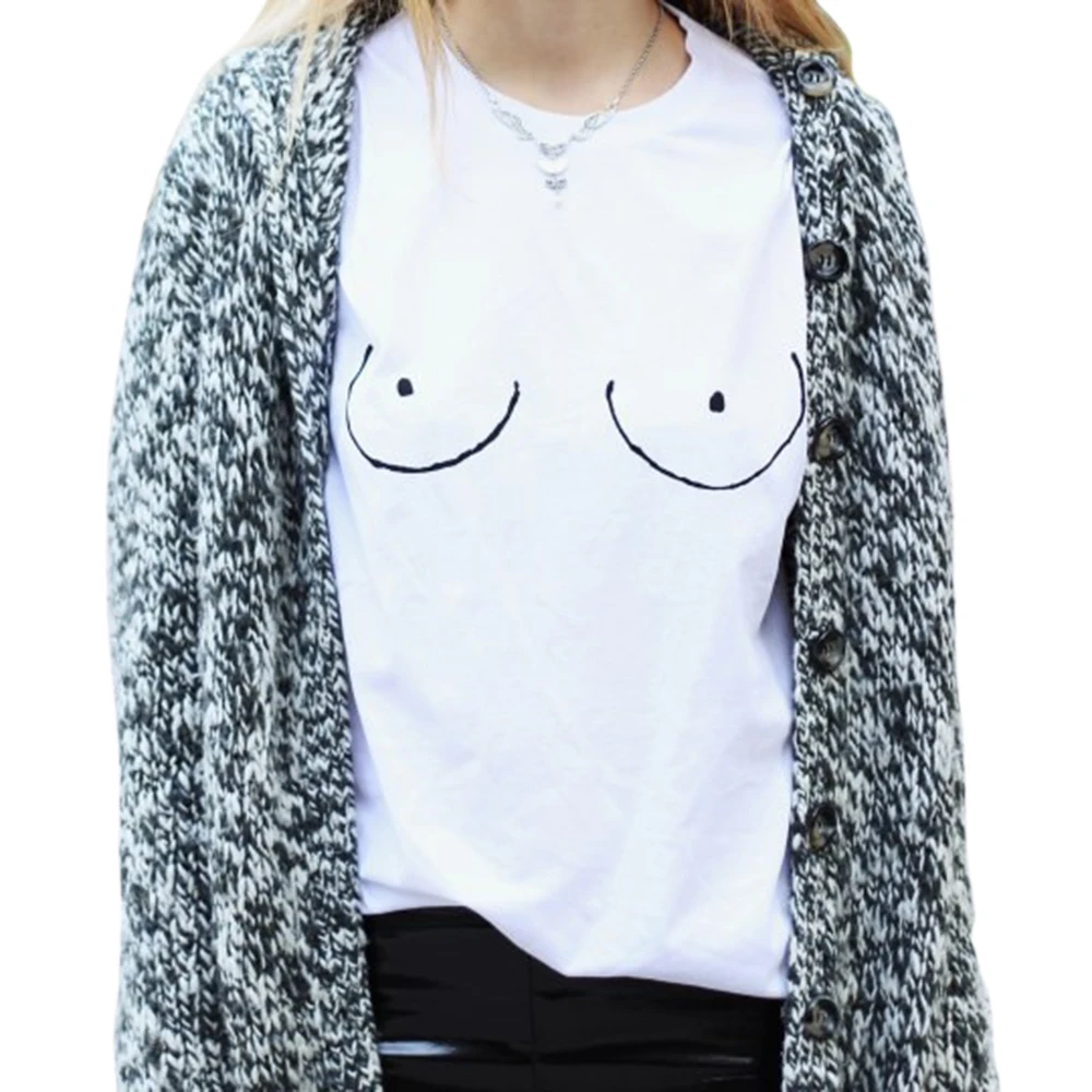 2018-Cotton-Womens-T-shirt-White-Tit-Tee-Breast-Printed-T-Shirt-Emoji-Tees-Street-Boob (2)