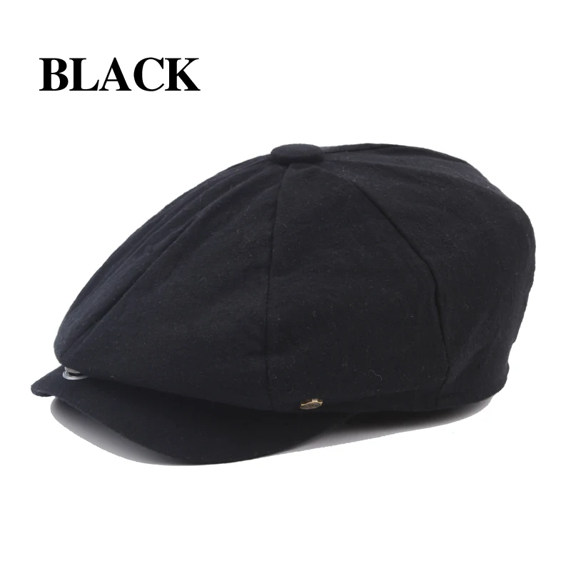 Autumn Winter Solid Berets for Men Casual Cotton Caps Men and Women Octagonal Cap Visors Beanie Hats Adult Flat Casquette