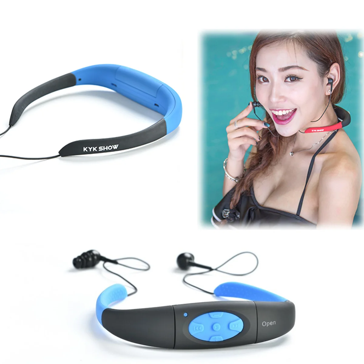 

HUACP IP68 Waterproof Sports MP3 Music Player Underwater Neckband Swimming Diving Waterproof mp3 player swimming Headphones