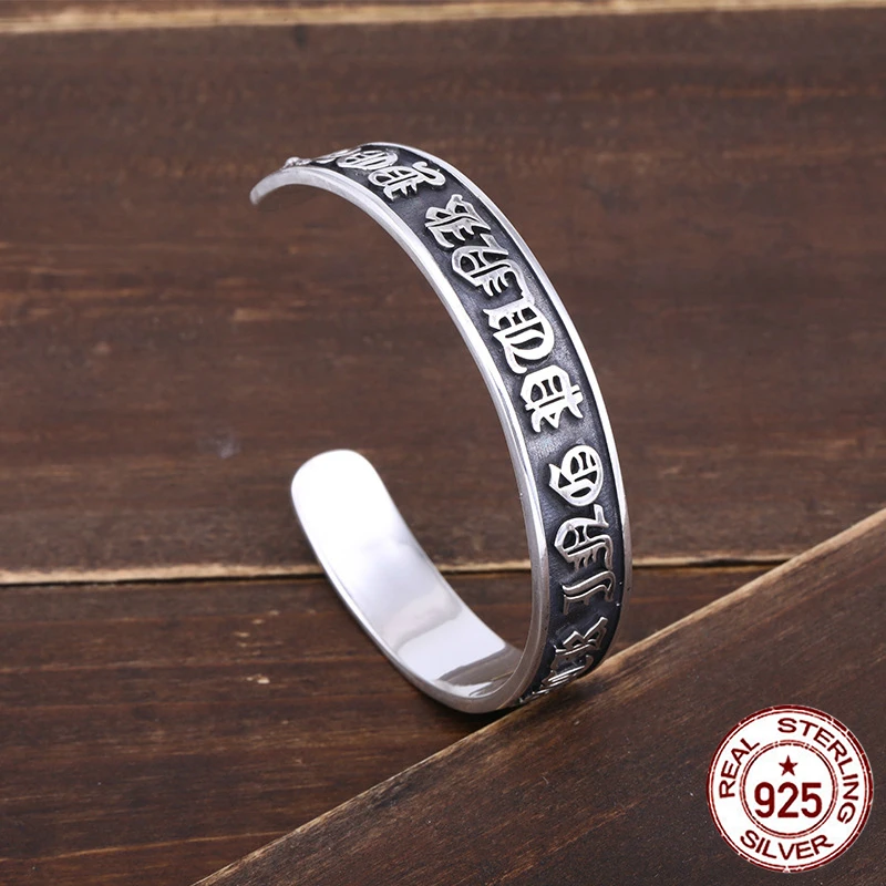 

925 sterling silver bracelet fashion retro personality simple open gothic letter bracelet male hipster accessories gift 2018 new