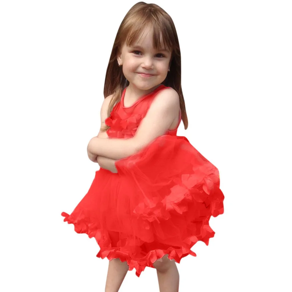 

Summer New Fashion Toddler Baby Girls Sleeveless Solid Tulle Dress Floral Dresses Princess Dress Wholesale Free Ship Z4