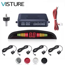Parking Sensor with 4 Sensors Reverse Back Car Parking Radar Monitor Detector System Led Display with Speaker P01B