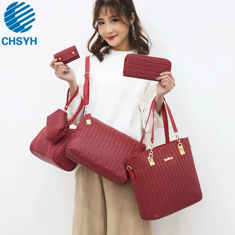 

6pcs/set Women Bags Leather Handbags Fashion Shoulder Bag Female Purse High Quality 6-Piece Set Designer Brand Bolsa Feminina