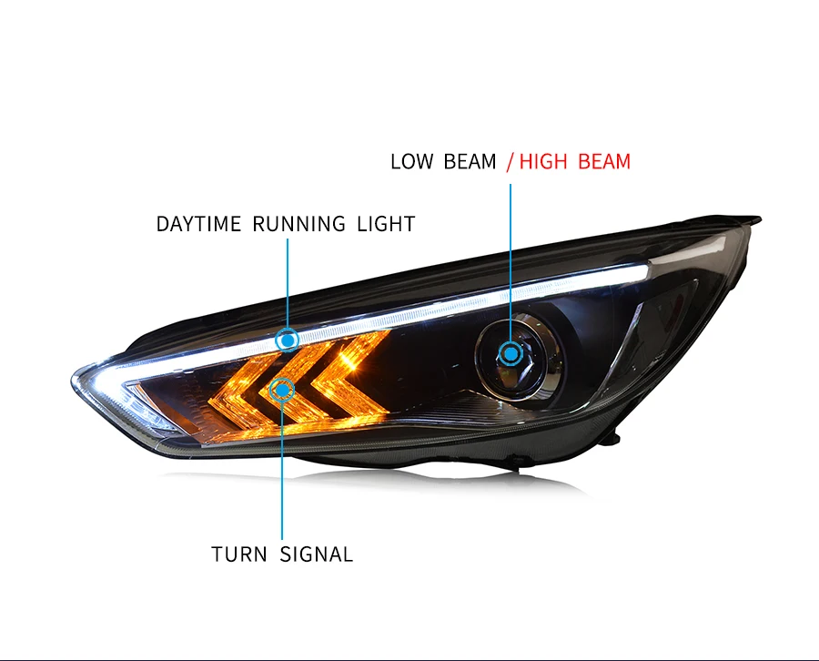 Фара в сборе для Ford Focus светодиодный фонарь дневного света светодиодный указатель поворота