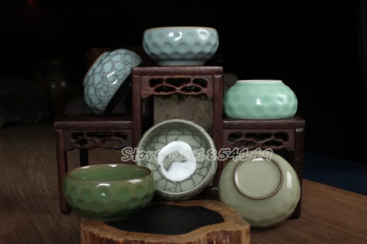 Низкая цена 6 шт. Китайский Longquan Celadon фарфоровые КИТАЙСКИЕ чашки и чайное блюдце чаша для чая 75 мл китайский заварочный чайник Celadon Crackle чайные чашки