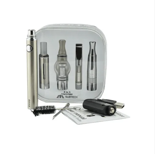 

5PCS/lot Hot 4 in 1 e-cigarette vaporizer kit for liquid for dry herb for wax vape pen electronic cigarette kit