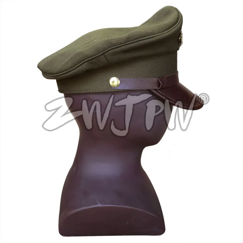 

WW2 PLA & KMT CHINA ARMY LARGE BRIM CAP WITH US ARMY BADGE CANVAS