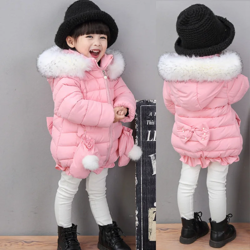 Детская одежда детская зимняя стеганая куртка детская куртка на хлопковой подкладке для девочек детская куртка на хлопковой подкладке утепленное пальто - Цвет: Розовый