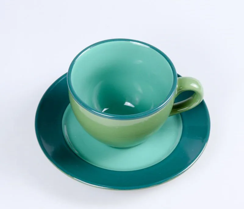 Creative European Ceramic Coffee Cup and Saucer Set Coffee C For Cappuccino Latte Pull Flower Italian Moka Free Shipping