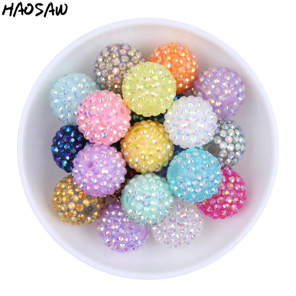 

Choose Colors 20MM 100Pcs/Lot Fashion Jewelry Chunky Resin Rhinestone Beads Chunky Beads Accessories For Necklace Making
