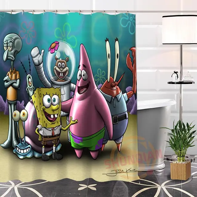Hot New Spongebob Modern Shower Curtain Eco friendly Custom Unique ...