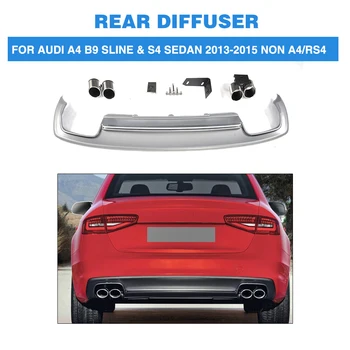 

PP Car Rear Bumper Diffuser Lip With Exhaust Muffler For Audi A4 B9 Sline S4 Sedan 4 Door Non A4 RS4 2013-2015