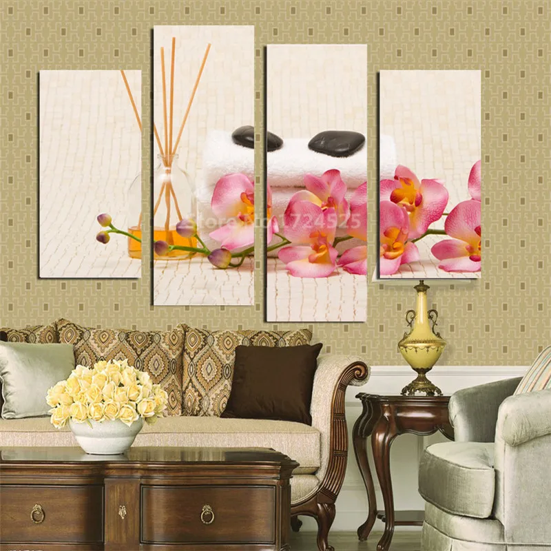 4-piece-of-contemporary-oil-paintings-Hd-print-canvas-painting-Home-decoration-flower-pictures-Free-shipping