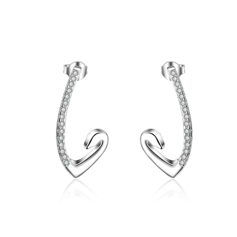 Новые оригинальные 925 безукоризненные Серебрянные серьги с фианитами с буквой «J», серебряные серьги-гвоздики для Для женщин модные Серебряные ювелирные изделия Рождественский подарок