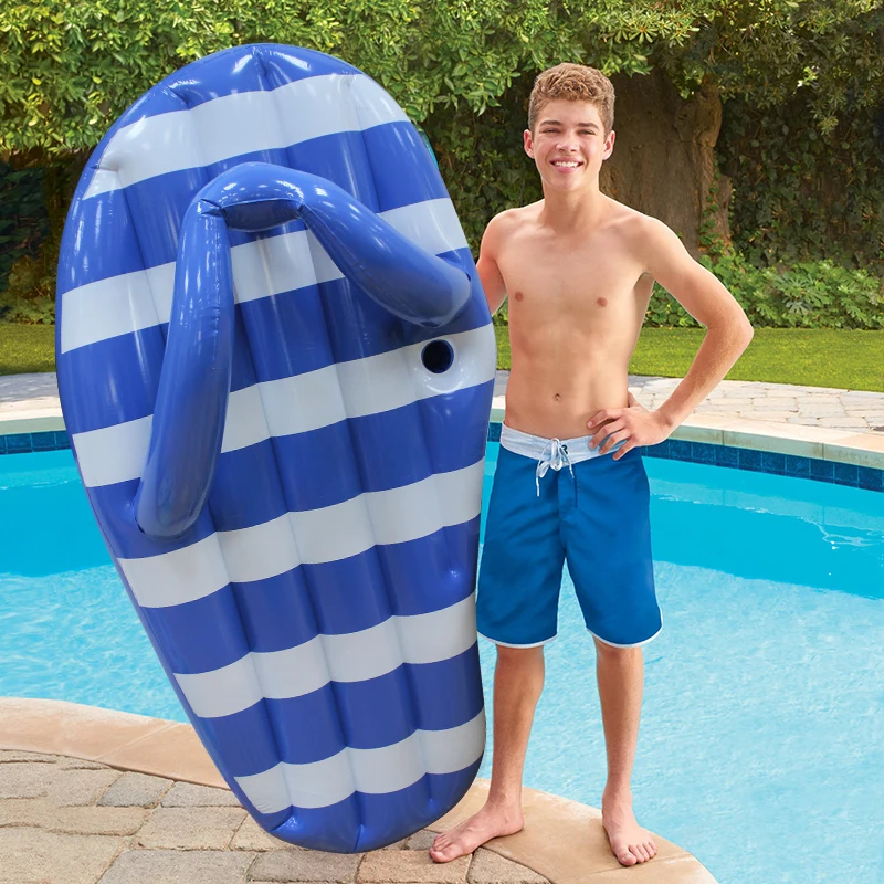 180 см гигантские надувные полосой Тапочки ломтик шлепанцы бассейна для взрослых ездить на воде игрушка Шлёпанцы для женщин Одежда заплыва