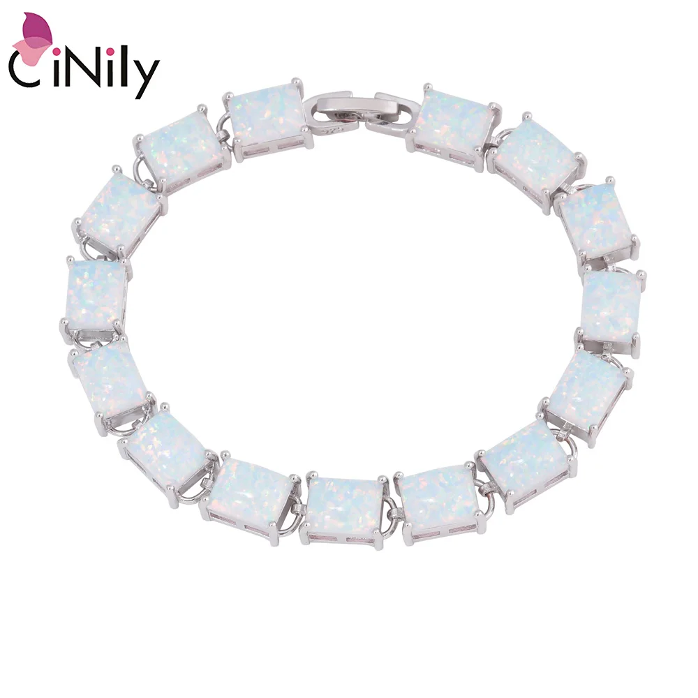 CiNily синий и белый огненный опал камень широкая цепь браслеты и браслет посеребренные богемные Бохо летние роскошные большие ювелирные изделия для женщин