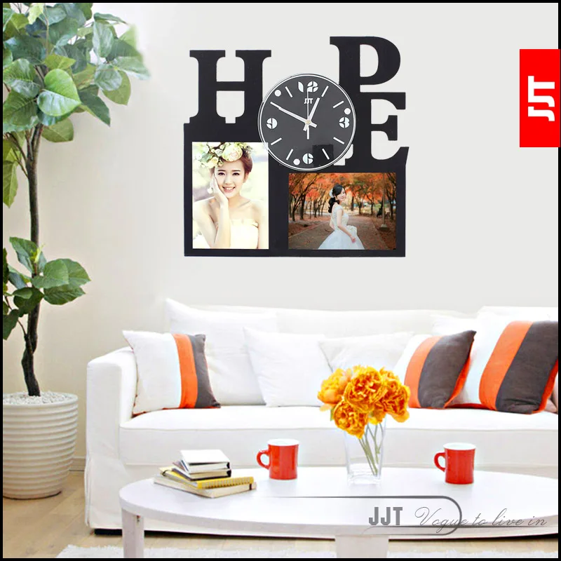 

Luminousness personalized letter photo frame wall clock fashion brief clock modern mute clock