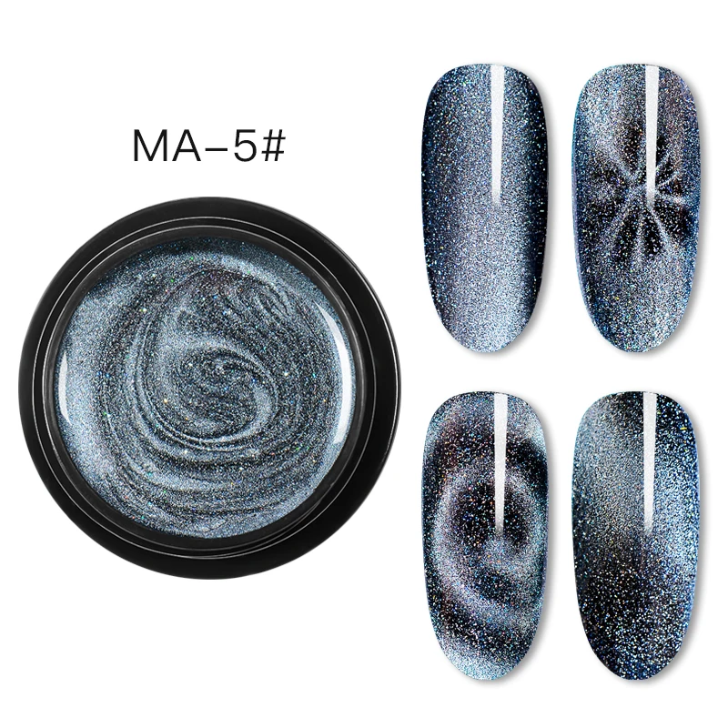 MEET ACROSS Magnetic 5D кошачий глаз УФ-гель для ногтей лазерный лак для ногтей звездное небо нефритовый эффект замачиваемый УФ Гель-лак для ногтей - Цвет: XW1419