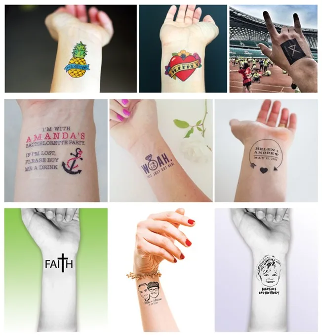 Персонализированные Временные татуировки ОЕМ на заказ, очаровательные татуировки на заказ для косплея или логотипа компании, вечерние, для игры в футбол