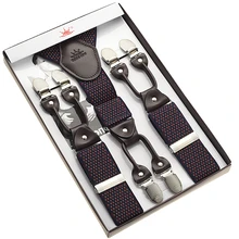 Жаккардовые подтяжки мужские 6 зажимы Подвески качество бренда