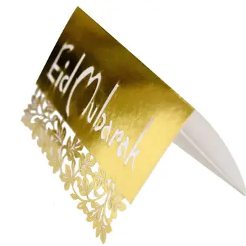 

50Pcs Decorative Greeting Card Innovative Eid Mubarak Muslim Ramadan Cardboard Mirror Decor Table Congratulation table Card