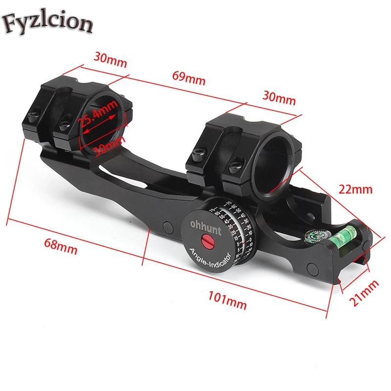 

FYZCION Tactical Scope Mount 25.4/30mm Dual Ring Cantilever Heavy Duty Riflescope Mount with Bubble Level 20mm Rail Base