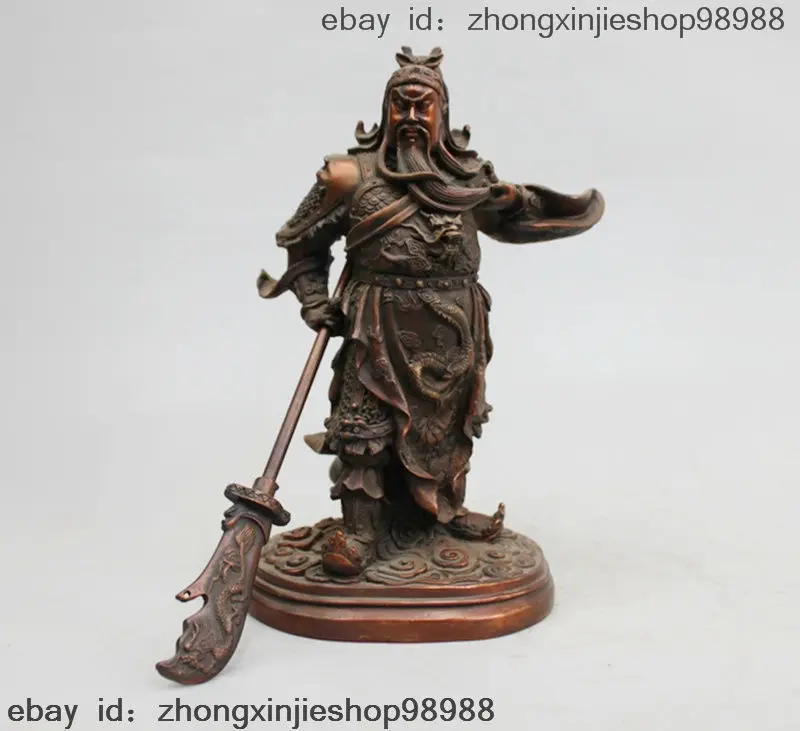 

8 China Bronze Copper Dragon Guan Gong Guanyu General Mammon Buddha Statue