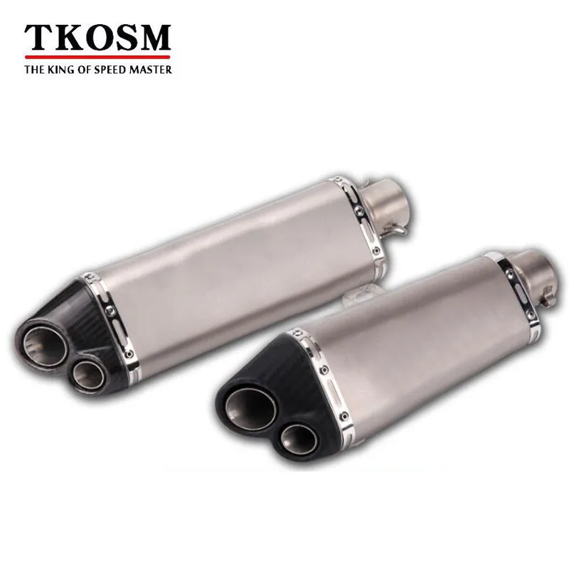 

TKOSM 51MM Modified Motorcycle Yoshimura Double Nozzle Exhaust Pipe Straight Row of Imitation Carbon Fiber Scorpio For Kawasaki