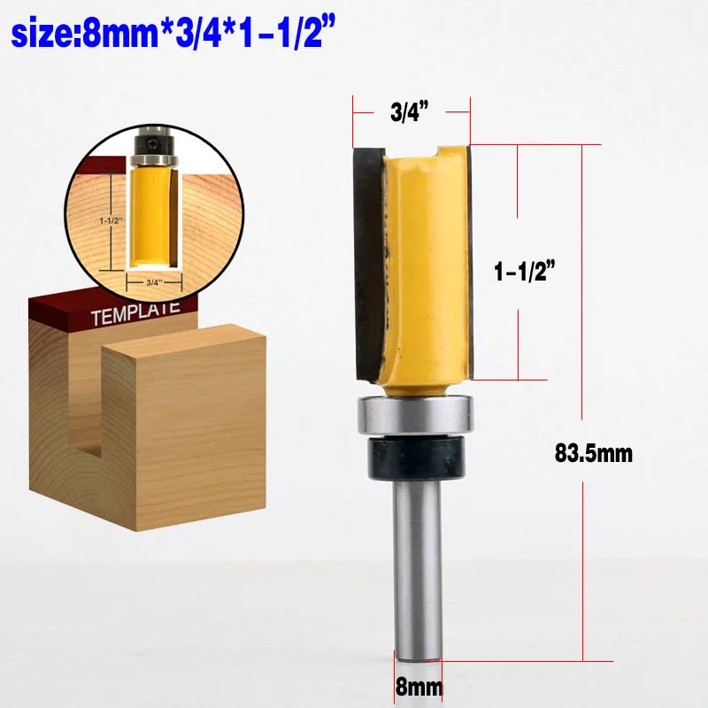 1 шт. 8 мм хвостовик шаблон отделка петля долбежные фрезы прямой концевой фрезы триммер Чистка заподлицо обрезки шипы для деревообработки