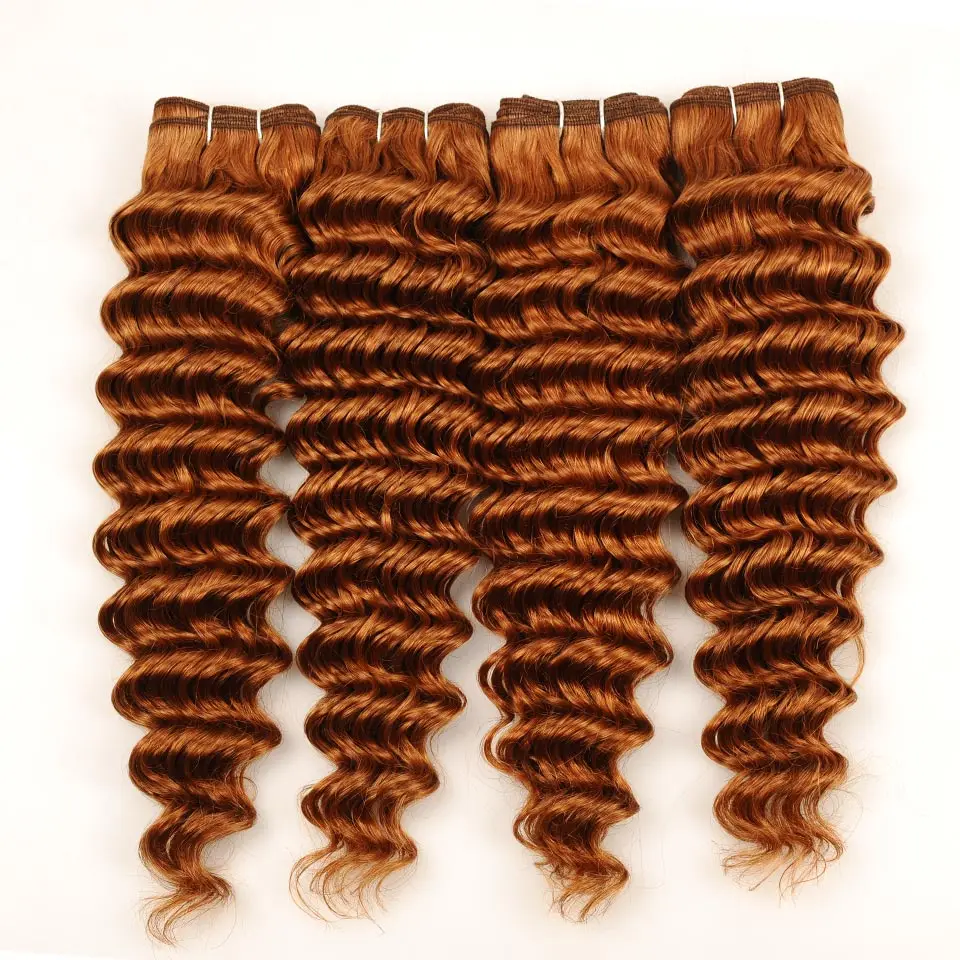 Pinshair Pre-Colored 10-26 Brazilian 4 Bundles Deep Wave Color 30 Hair Weaves 100gbundle 100% Human Hair Thick Wefts Non-Remy (22)