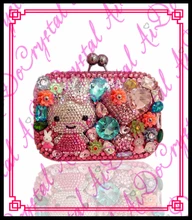 Aidocrystal neue handgefertigte kristall-design niedlichen kaninchen puppe abend clutch bag für mädchen