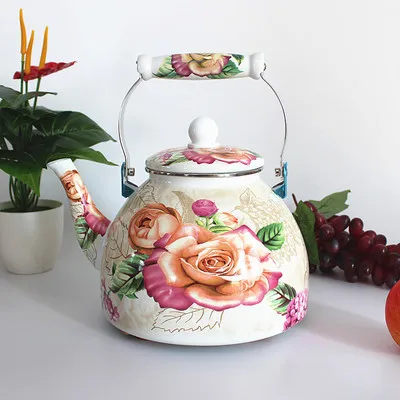Thick flat bottom 4L large porcelain enamel water kettle teapot milk tea pot electromagnetic furnace general purpose teakettle | Дом и сад
