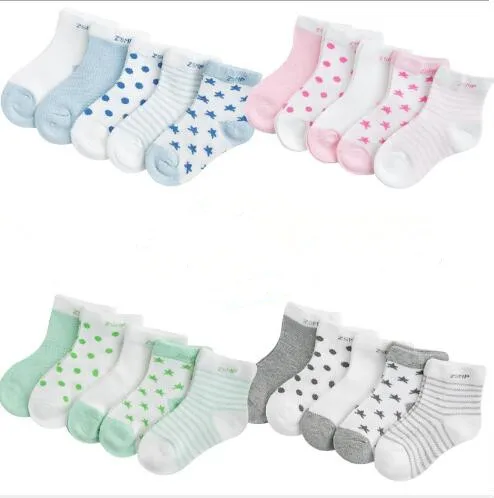 

0-2 Year 5 Pairs Pack wholesale baby socks children's summer mesh ultra-thin breathable stars moon boys girls kids
