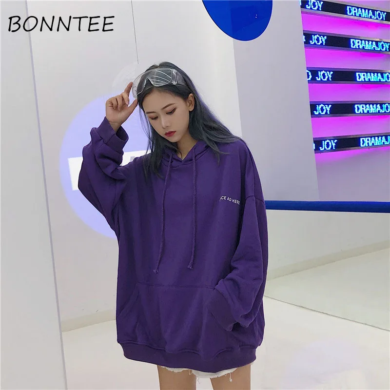 

Hoodies Women Thin Letter Printed Loose Long Sleeve Hooded Sweatshirts Womens Hip-hop Harajuku Korean Style Students Casual Chic