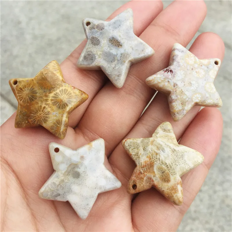 

Beautiful Natural Coral Fossil Chrysanthemum Stone stars Lucky Amulet Pendant Necklace For Women Men pendants 1pcs