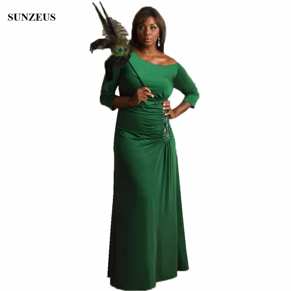 Groene Moeder Van De Bruid Jurken Schede Lange Jersey Wedding Partij Jassen Drie Kwart Mouw Vrouwen Jurk CM034 Groene Moeder Van De Bruid Jurken Schede Lange Jersey Wedding Partij Jassen Drie Kwart Mouw Vrouwen Jurk CM034