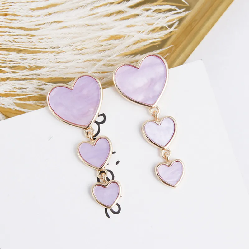 

Fashion Acrylic Marble Gradient Love Heart Long Drop Earrings Cute Korean Sweet Jewelry For Women Girls Party Brincos 5I2015