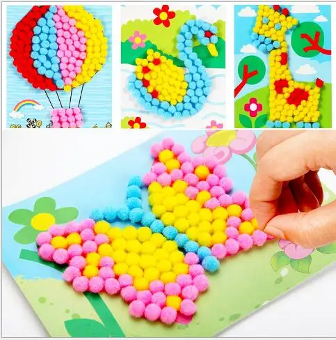 DIY креативные помпоны мяч или бумажные наклейки мультипликационный рисунок игрушки детские искусство и ремесла Обучающие Развивающие игрушки для детей ZXH