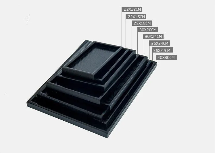 8 Size Black Wood Dinning Bread Breakfast Tray Serving Trays Dessert Cake Cupcake Fruit Tea Tray 1PC W0042