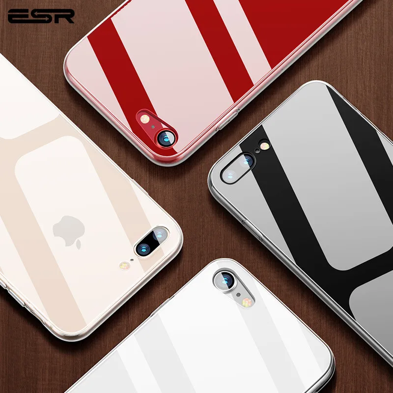 

ESR Tempered Glass Case for iPhone 8 Plus 7 Luxury Hybrid Back Cover Shockproof Sleeve Hard Housing for iPhone8 iPhone7