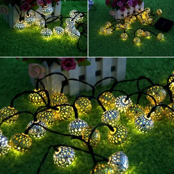 

Moroccan Solar 20LED String Fairy Light Outdoor Garden Lamp Ball Xmas Waterproof Holiday Christmas DIY Decorations