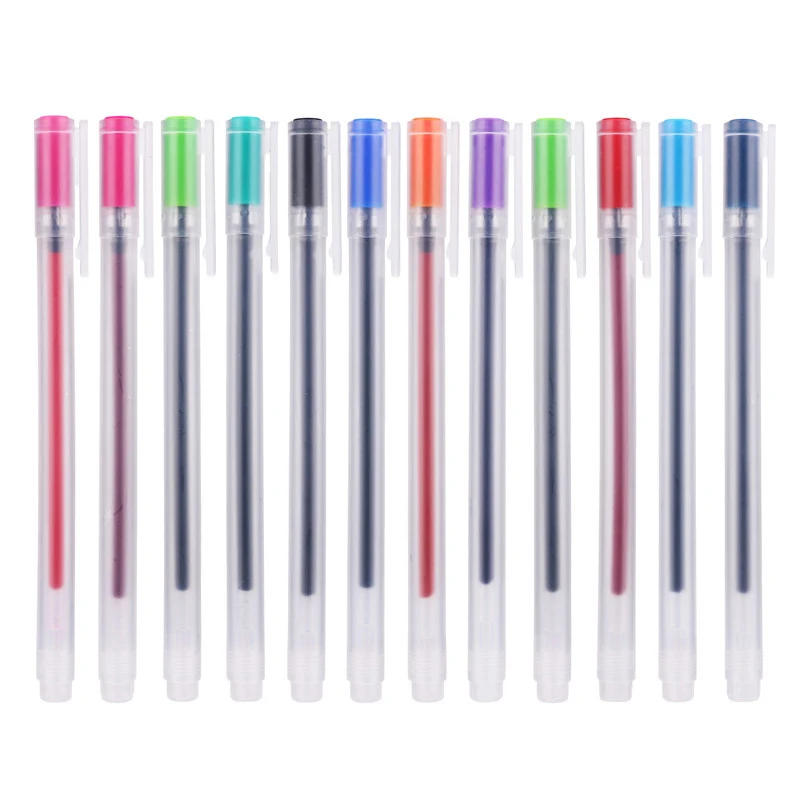 12 шт./лот 0,5 мм цветные чернила гелиевая ручка простой стиль маркер ручка для письма школьные офисные канцелярские принадлежности