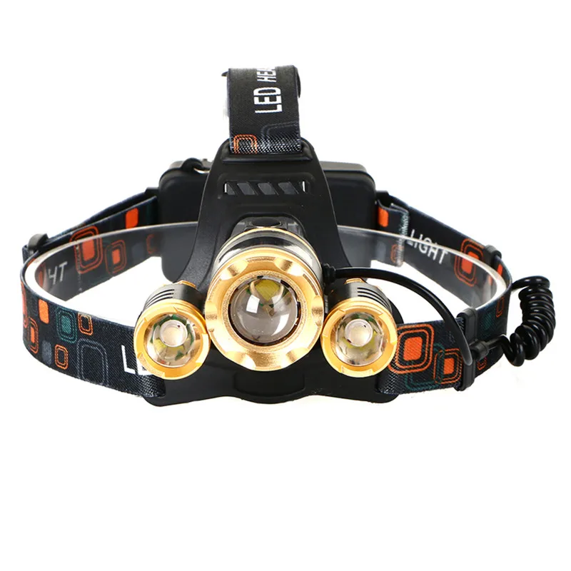 JEANIGHT 3 LED Headlamp XML T6 8000LM Headlight frontale Flashlight 4 Mode Torch Lights with Car Charger With 18650 Battery (23)