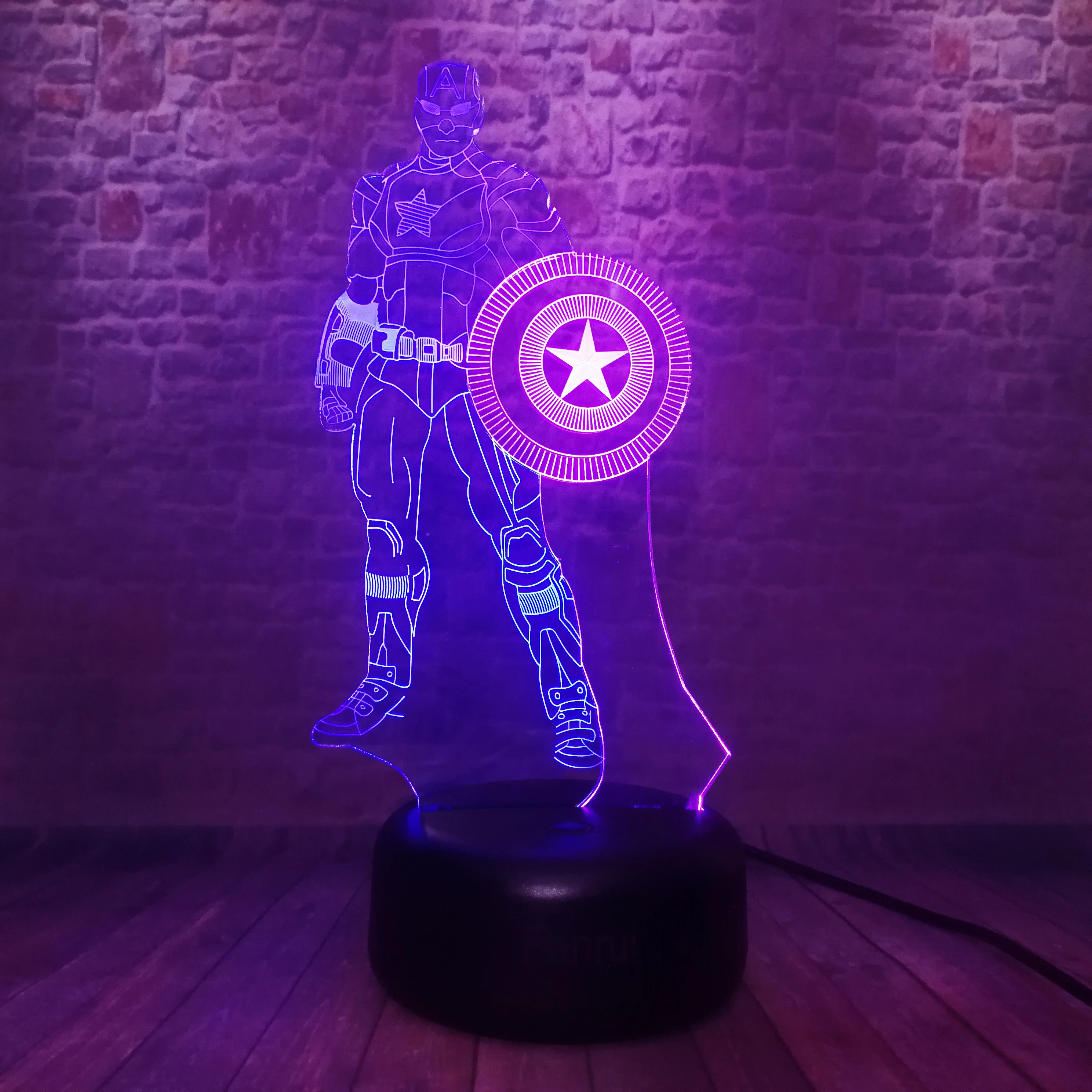 Экшн фигурка героев Marvel супергероев из фильма мстители двойная 7 цветов 3D ночник