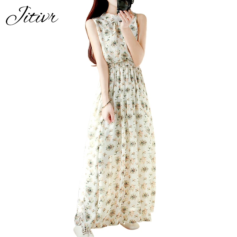 JITIVR женские летние длинные Пляжные наряды Boho дамы Новый стиль Мода Многоцветный